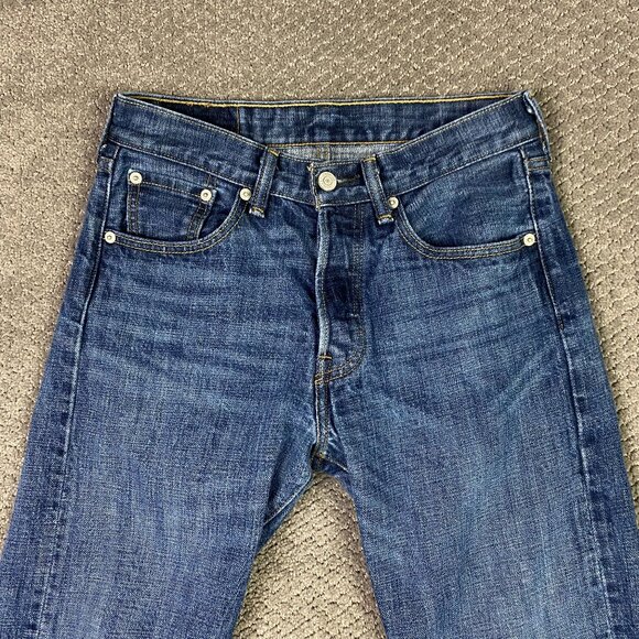 Levi's 501 Jeans Men's 29 x 30 Measures 28 x 28.5 Blue Button Fly Red Tab 0422 - Picture 2 of 14